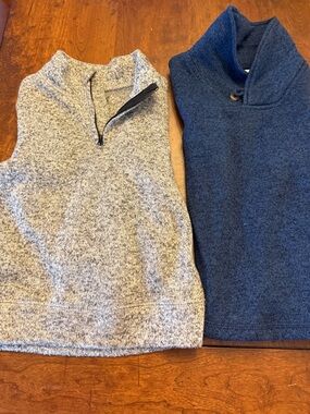 Men's Quarter-Zip Sweater Vest and Mock Neck Sweater Set - Gray & Navy